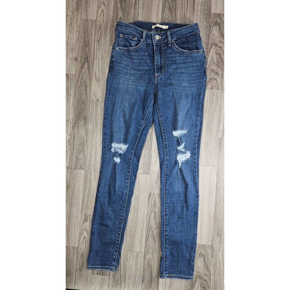 Levi Strauss & Co 721 Women Size 27 High Rise Skinny Distressed Denim Blue Jeans